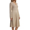 image:imageLYANER Womens Ribbed Knit V Neck Long Sleeve Ruffle A Line Casual Midi Dress with PocketsKhaki