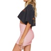 image:imageLYANER Womens Ribbed Side Drawstring Ruched Stretchy Mini Pencil Bodycon Short SkirtPink