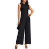 image:imageLYANER Womens Ribbed Zipper V Neck Sleeveless Wide Leg Casual Long Pants Romper JumpsuitsBlack