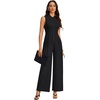 image:imageLYANER Womens Ribbed Zipper V Neck Sleeveless Wide Leg Casual Long Pants Romper JumpsuitsBlack