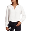 image:imageLYANER Womens Ruched V Neck Smocked Long Sleeve Loose Fit Dressy Casual Blouse TopsWhite