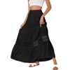 image:imageLYANER Womens Ruffle Elastic Waist Boho Long Skirt Lace Trim Aline Flowy Swing Tiered Beach Maxi Skirts