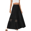 image:imageLYANER Womens Ruffle Elastic Waist Boho Long Skirt Lace Trim Aline Flowy Swing Tiered Beach Maxi Skirts