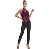 image:imageLYANER Womens Ruffle Sheer Mesh Halter Neck Cut Out Sleeveless Layered Y2k Crop Tank TopDark Purple