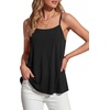 image:imageLYANER Womens Ruffle Sleeveless Scoop Neck Spaghetti Strap Casual Cami Tank TopBlack