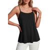image:imageLYANER Womens Ruffle Sleeveless Scoop Neck Spaghetti Strap Casual Cami Tank TopBlack