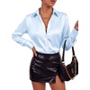 image:imageLYANER Womens Satin Blouse Long Sleeve Silk Button Down Shirts Work Office Dressy TopsLigth Blue