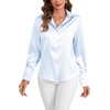 image:imageLYANER Womens Satin Blouse Long Sleeve Silk Button Down Shirts Work Office Dressy TopsLigth Blue