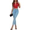 image:imageLYANER Womens Satin Halter Tie Backless Wrap Cut Out Cami Shirred Crop TopRed