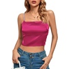 image:imageLYANER Womens Satin Rinestone Spaghetti Straps Square Neck Sleeveless Cami Crop TopDark Rose