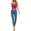 image:imageLYANER Womens Satin Rinestone Spaghetti Straps Square Neck Sleeveless Cami Crop TopDark Rose