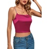 image:imageLYANER Womens Satin Rinestone Spaghetti Straps Square Neck Sleeveless Cami Crop TopDark Rose