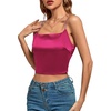 image:imageLYANER Womens Satin Rinestone Spaghetti Straps Square Neck Sleeveless Cami Crop TopDark Rose