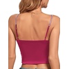 image:imageLYANER Womens Satin Rinestone Spaghetti Straps Square Neck Sleeveless Cami Crop TopDark Rose