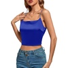 image:imageLYANER Womens Satin Rinestone Spaghetti Straps Square Neck Sleeveless Cami Crop TopRoyal Blue