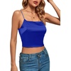 image:imageLYANER Womens Satin Rinestone Spaghetti Straps Square Neck Sleeveless Cami Crop TopRoyal Blue