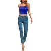image:imageLYANER Womens Satin Rinestone Spaghetti Straps Square Neck Sleeveless Cami Crop TopRoyal Blue