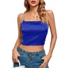image:imageLYANER Womens Satin Rinestone Spaghetti Straps Square Neck Sleeveless Cami Crop TopRoyal Blue
