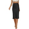 image:imageLYANER Womens Satin Silk High Waist Side Zipper Up Ruffle Hem Flared Long Skirts Pure Black XSmall