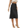 image:imageLYANER Womens Satin Silk High Waist Side Zipper Up Ruffle Hem Flared Long Skirts Pure Black XSmall