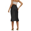 image:imageLYANER Womens Satin Silk High Waist Side Zipper Up Ruffle Hem Flared Long Skirts Pure Black XSmall