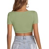 image:imageLYANER Womens Sexy Crop Tops Scoop Neck Short Sleeve Fitted Basic Tee Workout Y2K Summer Cropped T ShirtBean Green