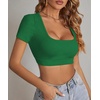 image:imageLYANER Womens Sexy Crop Tops Scoop Neck Short Sleeve Fitted Basic Tee Workout Y2K Summer Cropped T ShirtDark Green