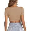 image:imageLYANER Womens Sexy Crop Tops Scoop Neck Short Sleeve Fitted Basic Tee Workout Y2K Summer Cropped T ShirtKhaki