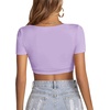 image:imageLYANER Womens Sexy Crop Tops Scoop Neck Short Sleeve Fitted Basic Tee Workout Y2K Summer Cropped T ShirtLight Purple