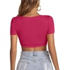 image:imageLYANER Womens Sexy Crop Tops Scoop Neck Short Sleeve Fitted Basic Tee Workout Y2K Summer Cropped T ShirtRose
