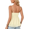 image:imageLYANER Womens Sexy Deep V Neck Babydoll Tank Top Spaghetti Strap Tie Front Flowy Peplum Cami Going Out TopsApricot
