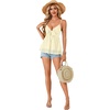 image:imageLYANER Womens Sexy Deep V Neck Babydoll Tank Top Spaghetti Strap Tie Front Flowy Peplum Cami Going Out TopsApricot