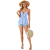 image:imageLYANER Womens Sexy Deep V Neck Babydoll Tank Top Spaghetti Strap Tie Front Flowy Peplum Cami Going Out TopsAzure