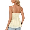 image:imageLYANER Womens Sexy Deep V Neck Babydoll Tank Top Spaghetti Strap Tie Front Flowy Peplum Cami Going Out TopsBeige