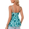 image:imageLYANER Womens Sexy Deep V Neck Babydoll Tank Top Spaghetti Strap Tie Front Flowy Peplum Cami Going Out TopsBlue Rose