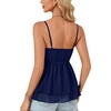 image:imageLYANER Womens Sexy Deep V Neck Babydoll Tank Top Spaghetti Strap Tie Front Flowy Peplum Cami Going Out TopsDark Blue