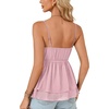 image:imageLYANER Womens Sexy Deep V Neck Babydoll Tank Top Spaghetti Strap Tie Front Flowy Peplum Cami Going Out TopsDusty Pink