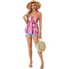 image:imageLYANER Womens Sexy Deep V Neck Babydoll Tank Top Spaghetti Strap Tie Front Flowy Peplum Cami Going Out TopsFloral Print