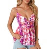 image:imageLYANER Womens Sexy Deep V Neck Babydoll Tank Top Spaghetti Strap Tie Front Flowy Peplum Cami Going Out TopsFloral Print