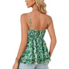 image:imageLYANER Womens Sexy Deep V Neck Babydoll Tank Top Spaghetti Strap Tie Front Flowy Peplum Cami Going Out TopsGreen Abstract Pattern