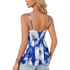 image:imageLYANER Womens Sexy Deep V Neck Babydoll Tank Top Spaghetti Strap Tie Front Flowy Peplum Cami Going Out TopsLight Blue Tie Dye