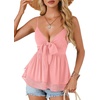 image:imageLYANER Womens Sexy Deep V Neck Babydoll Tank Top Spaghetti Strap Tie Front Flowy Peplum Cami Going Out TopsLight Pink