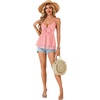 image:imageLYANER Womens Sexy Deep V Neck Babydoll Tank Top Spaghetti Strap Tie Front Flowy Peplum Cami Going Out TopsLight Pink