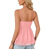 image:imageLYANER Womens Sexy Deep V Neck Babydoll Tank Top Spaghetti Strap Tie Front Flowy Peplum Cami Going Out TopsLight Pink