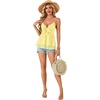 image:imageLYANER Womens Sexy Deep V Neck Babydoll Tank Top Spaghetti Strap Tie Front Flowy Peplum Cami Going Out TopsLight Yellow