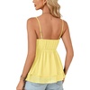 image:imageLYANER Womens Sexy Deep V Neck Babydoll Tank Top Spaghetti Strap Tie Front Flowy Peplum Cami Going Out TopsLight Yellow