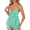 image:imageLYANER Womens Sexy Deep V Neck Babydoll Tank Top Spaghetti Strap Tie Front Flowy Peplum Cami Going Out TopsMint Green