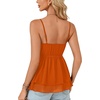 image:imageLYANER Womens Sexy Deep V Neck Babydoll Tank Top Spaghetti Strap Tie Front Flowy Peplum Cami Going Out TopsOrange