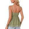 image:imageLYANER Womens Sexy Deep V Neck Babydoll Tank Top Spaghetti Strap Tie Front Flowy Peplum Cami Going Out TopsPea Green