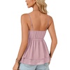 image:imageLYANER Womens Sexy Deep V Neck Babydoll Tank Top Spaghetti Strap Tie Front Flowy Peplum Cami Going Out TopsPure Pink